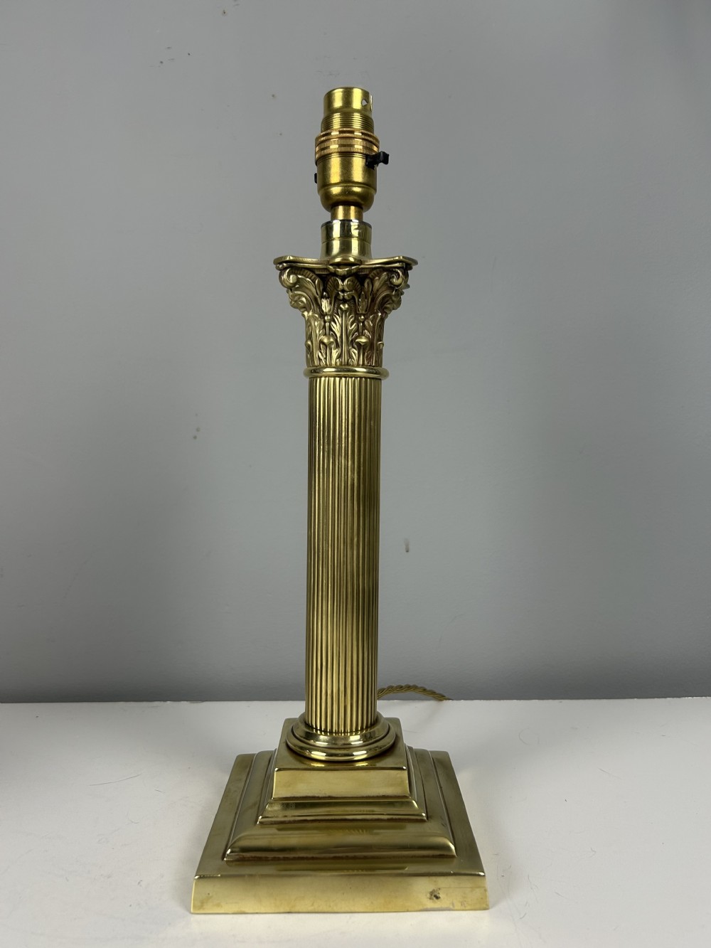 Victorian Hinks & Sons Brass Column Table Lamp, Rewired and Pat tested 