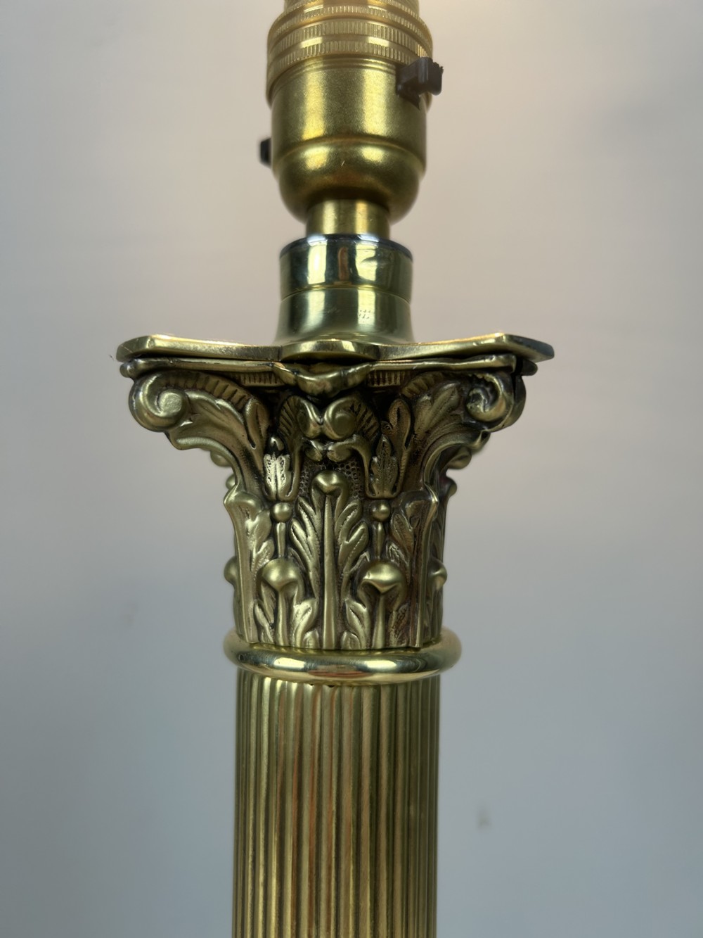 Victorian Hinks & Sons Brass Column Table Lamp, Rewired and Pat tested  View II