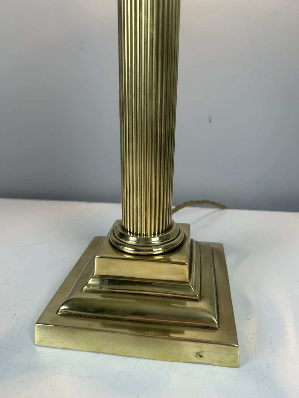 Victorian Hinks & Sons Brass Column Table Lamp, Rewired and Pat tested  View III