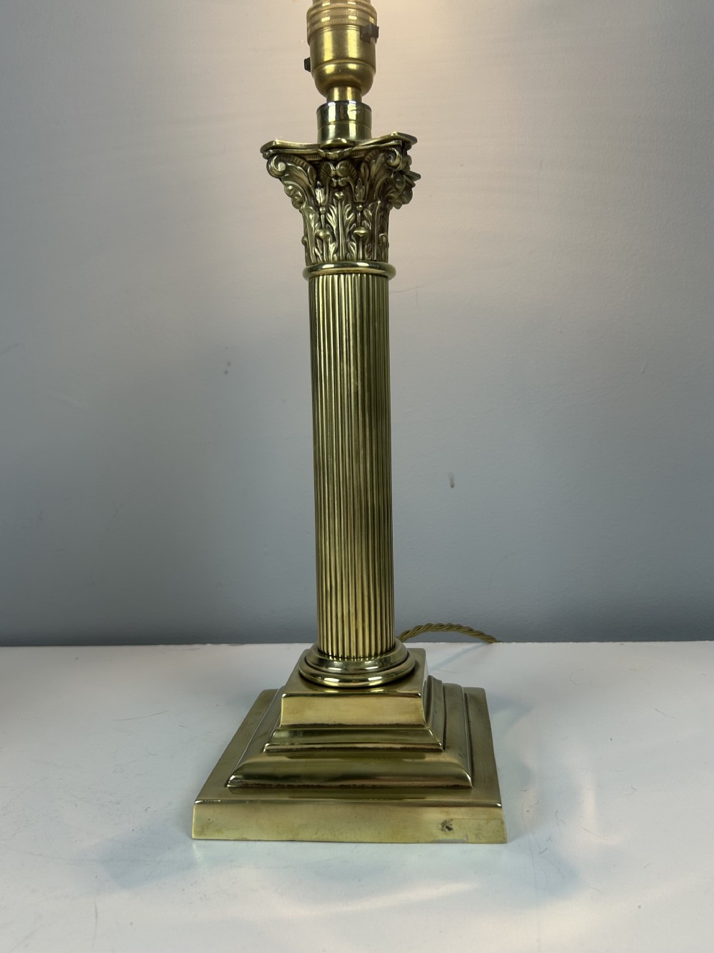 Victorian Hinks & Sons Brass Column Table Lamp, Rewired and Pat tested  View IV