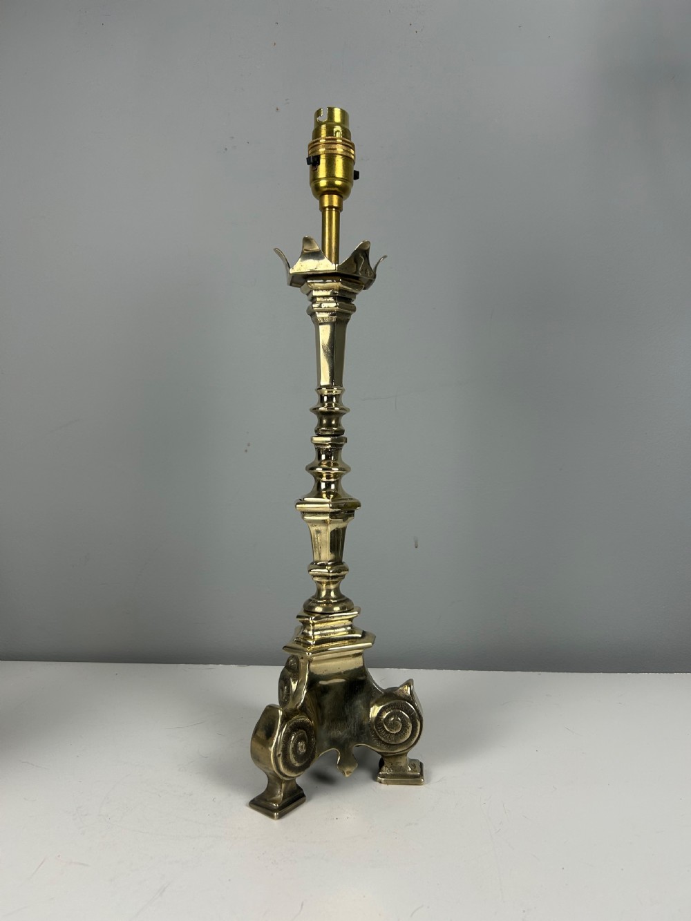 French Polished Brass Altar Table Lamp
