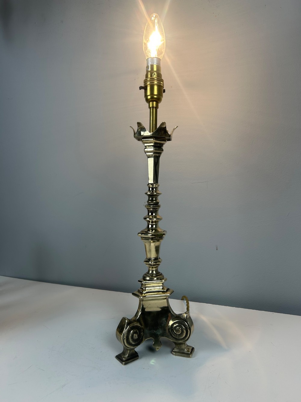 French Polished Brass Altar Table Lamp View II