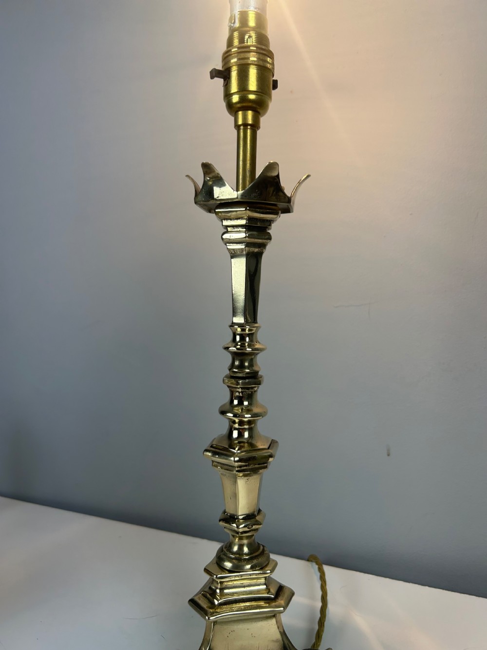 French Polished Brass Altar Table Lamp View III
