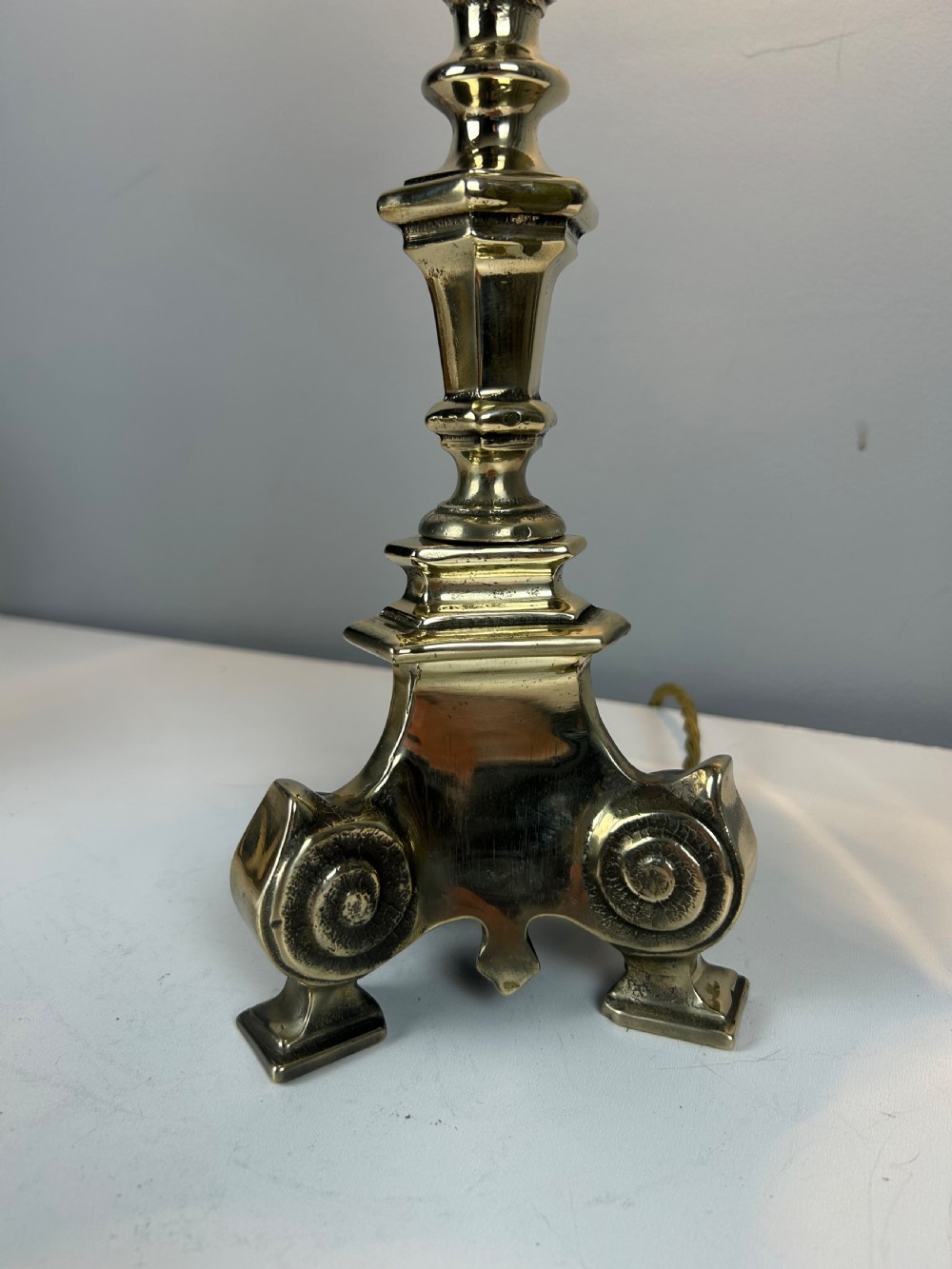 French Polished Brass Altar Table Lamp View IV