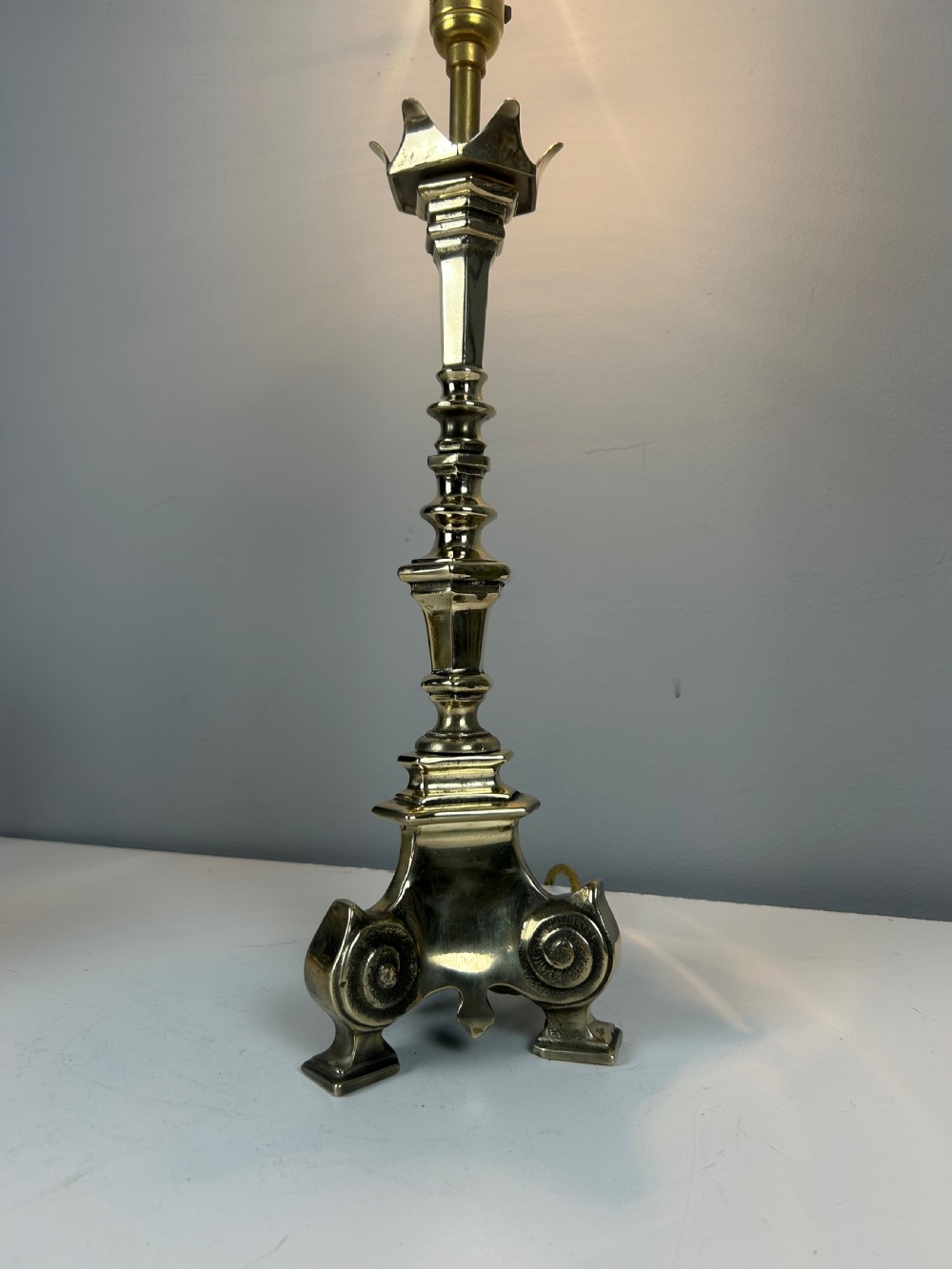 French Polished Brass Altar Table Lamp View V