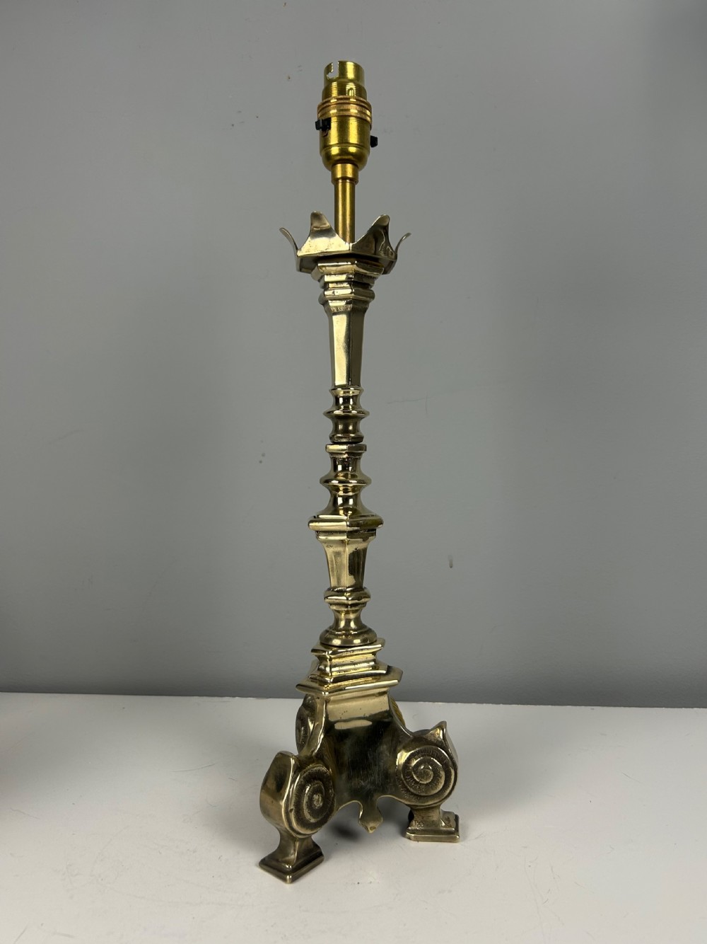 French Polished Brass Altar Table Lamp View X