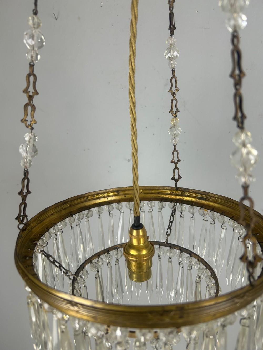 Two Tier Crystal Lustre Chandelier, Ceiling Light, Rewired View IV