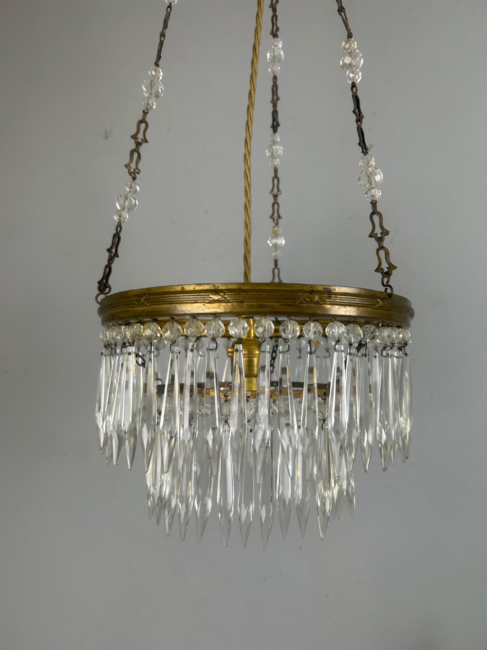 Two Tier Crystal Lustre Chandelier, Ceiling Light, Rewired View VI