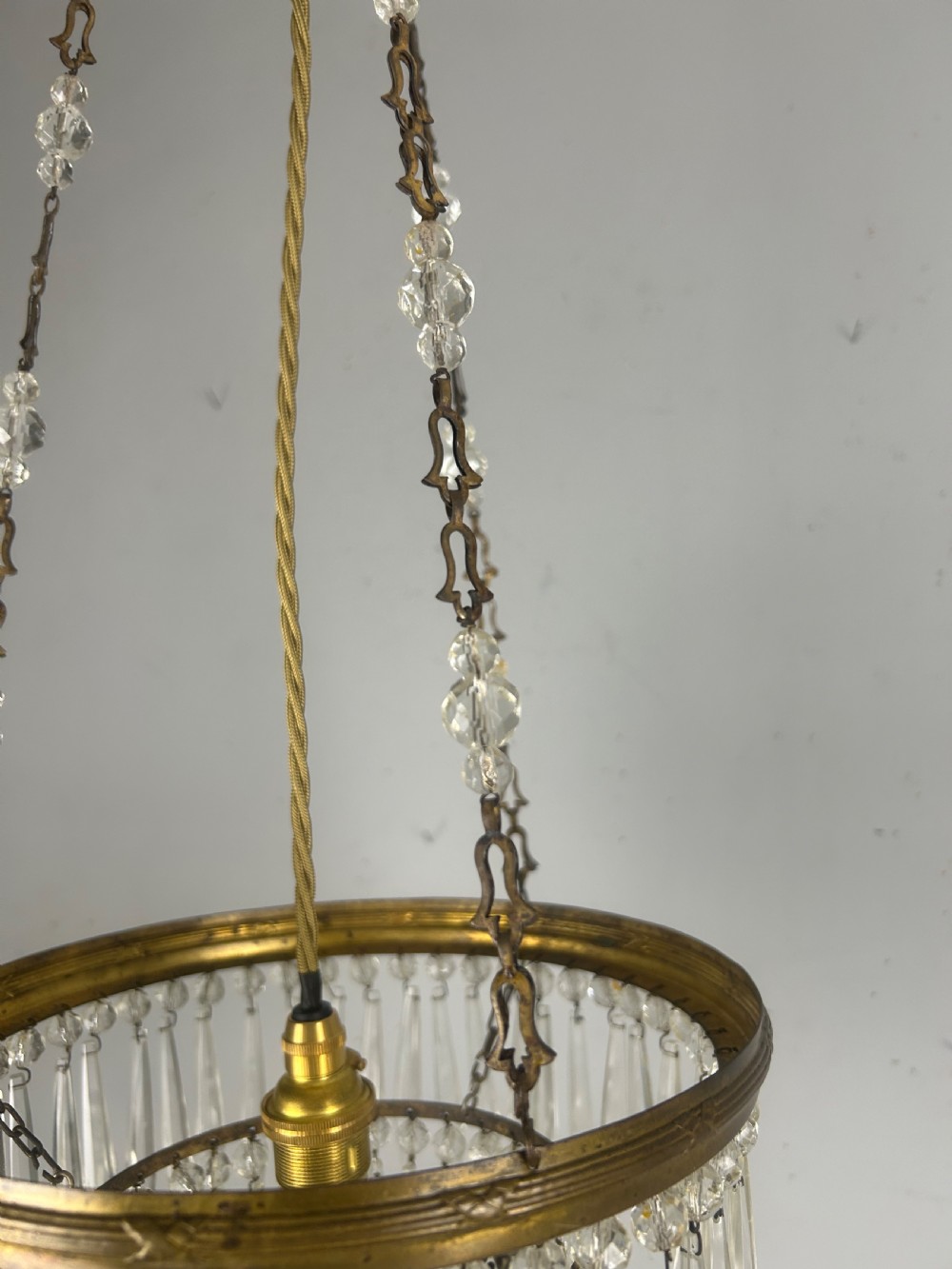 Two Tier Crystal Lustre Chandelier, Ceiling Light, Rewired View VIII