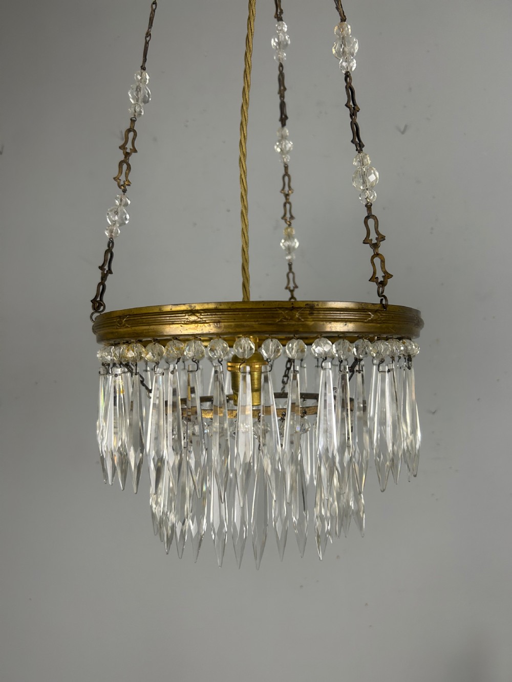 Two Tier Crystal Lustre Chandelier, Ceiling Light, Rewired View IX