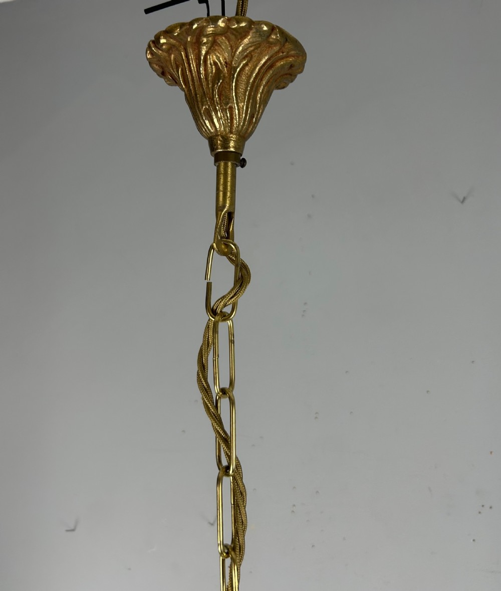 French Gilded Brass Triple Light Antique Lantern View VIII