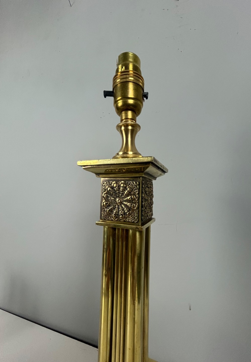 Victorian Decorated Brass Table Lamp with Registration Mark, Rewired View IV