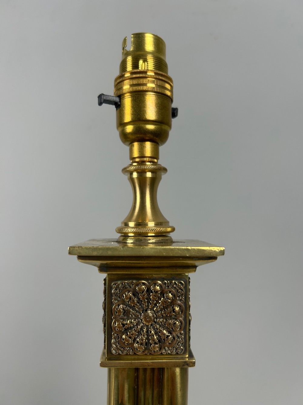 Victorian Decorated Brass Table Lamp with Registration Mark, Rewired View XI