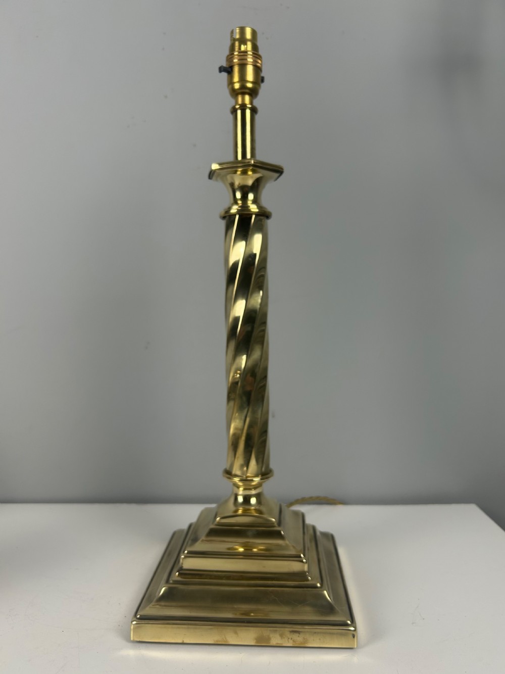 Polished Brass Plate Table Lamp, Rewired 