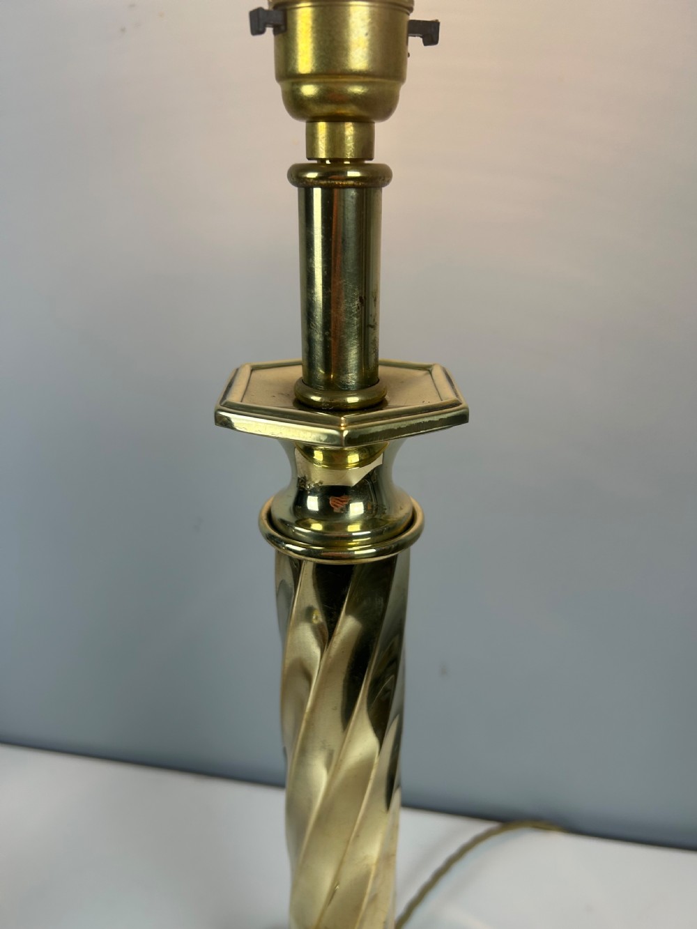 Polished Brass Plate Table Lamp, Rewired  View II