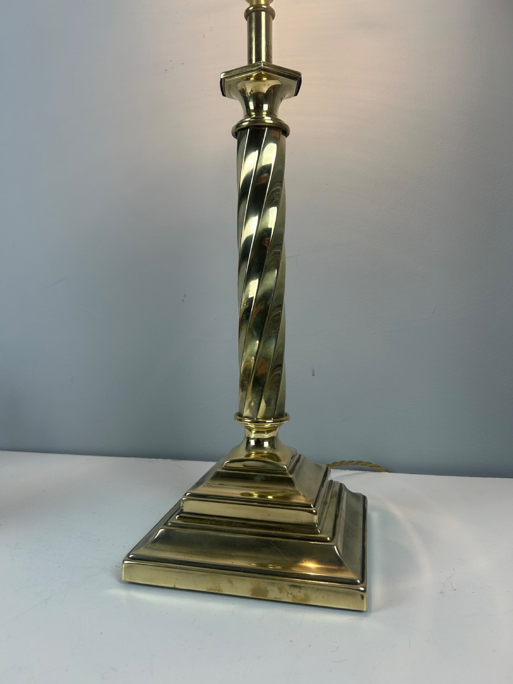 Polished Brass Plate Table Lamp, Rewired  View III