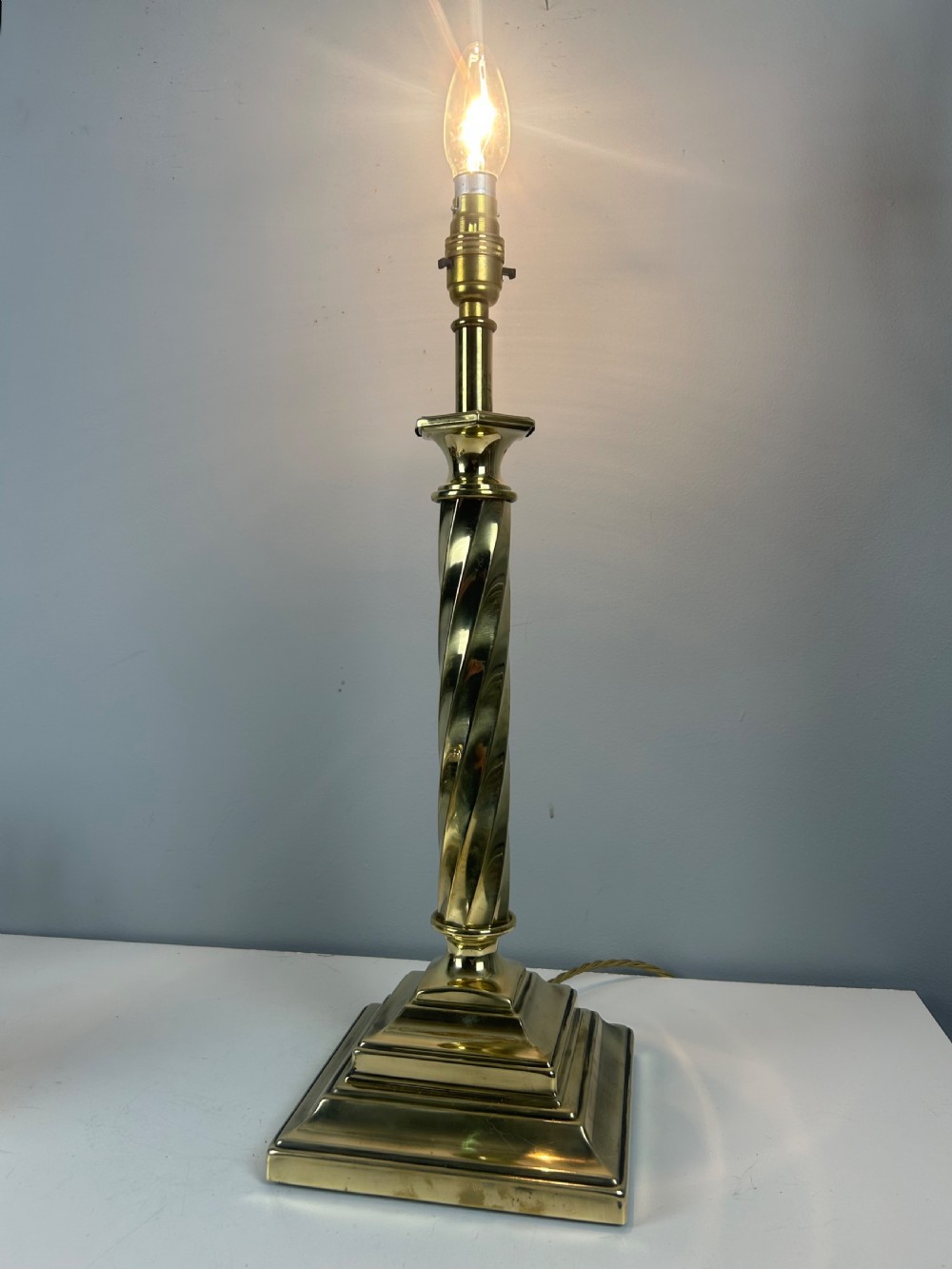 Polished Brass Plate Table Lamp, Rewired  View IV