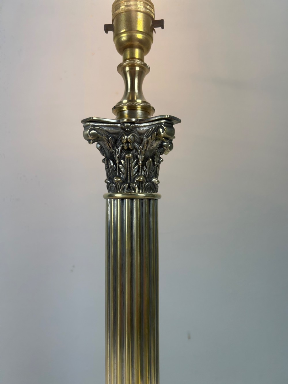 Hinks & Sons Victorian Brass Corinthian Column Table Lamp, Rewired  View III