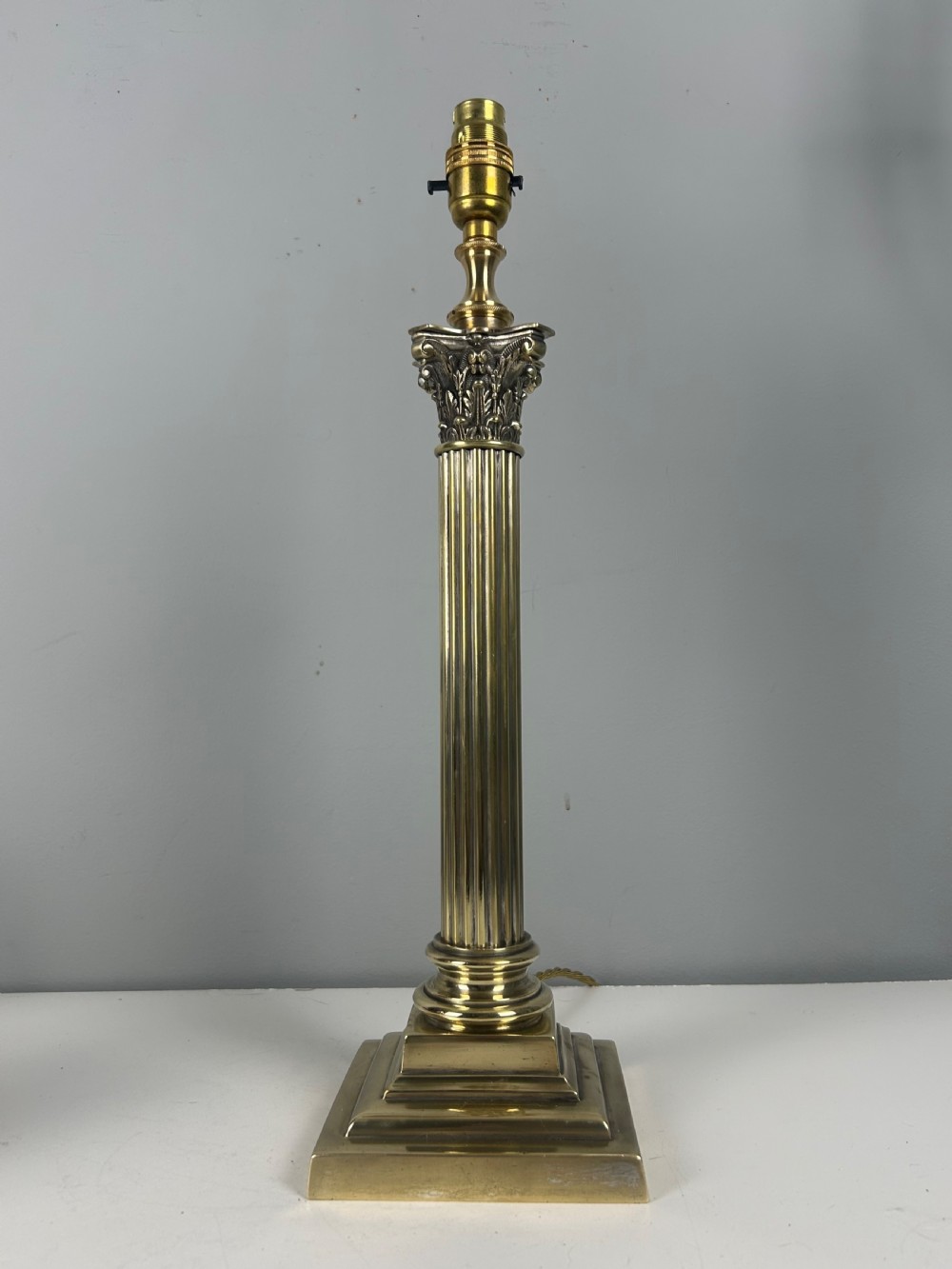 Hinks & Sons Victorian Brass Corinthian Column Table Lamp, Rewired  View V