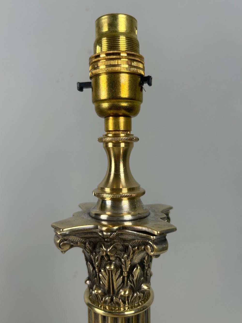 Hinks & Sons Victorian Brass Corinthian Column Table Lamp, Rewired  View X