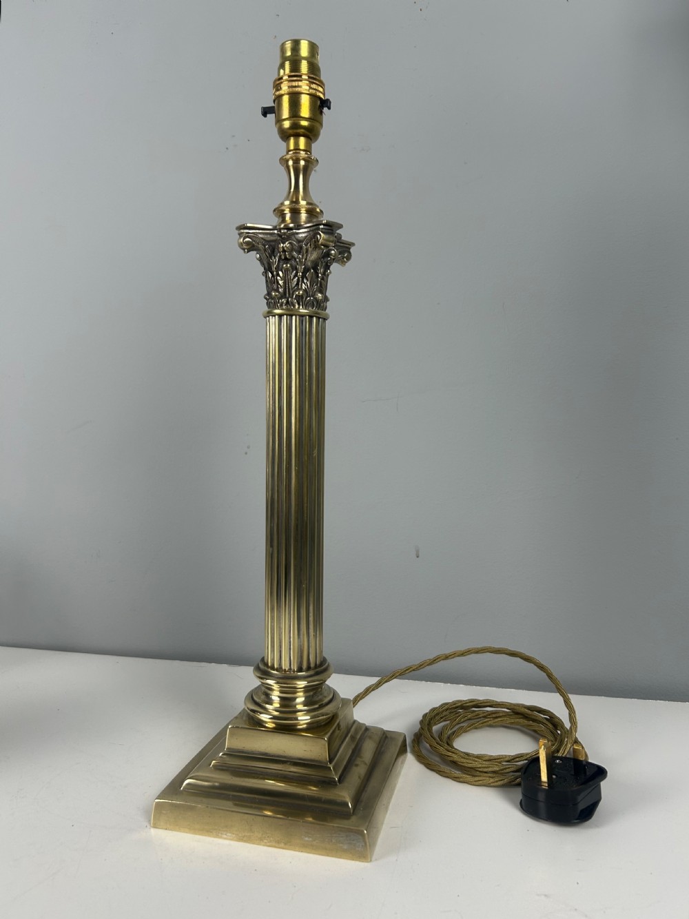 Hinks & Sons Victorian Brass Corinthian Column Table Lamp, Rewired  View XII