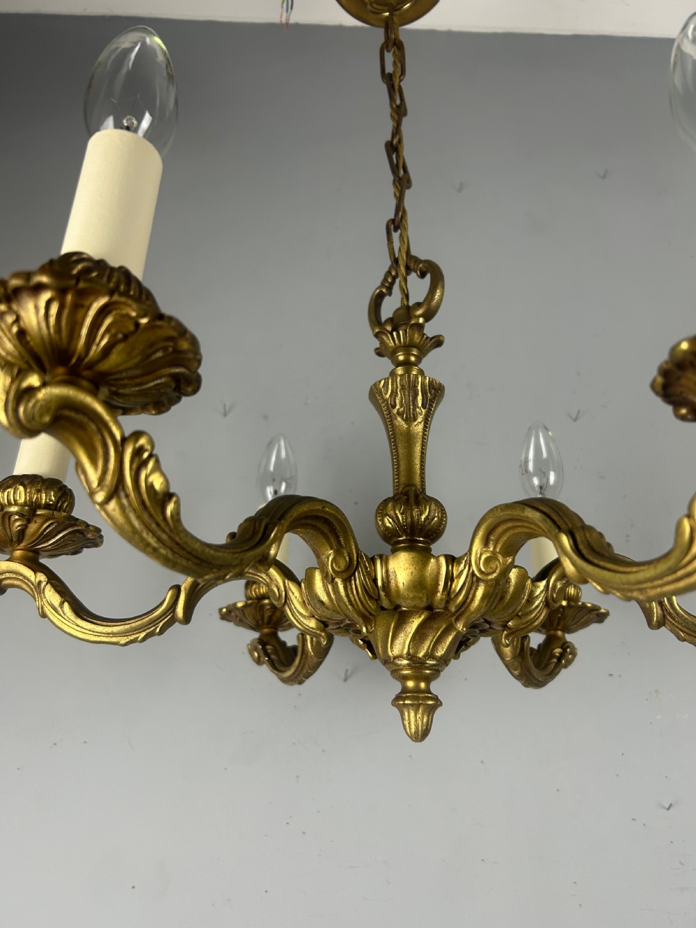 French Gilded Bronze 6 Light Antique Chandelier View VIII