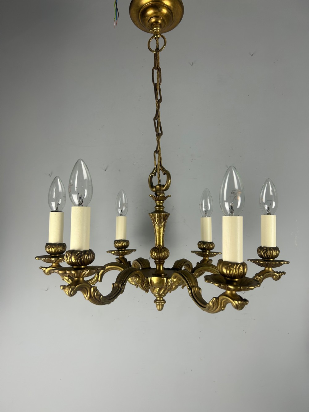 French Gilded Bronze 6 Light Antique Chandelier View IX
