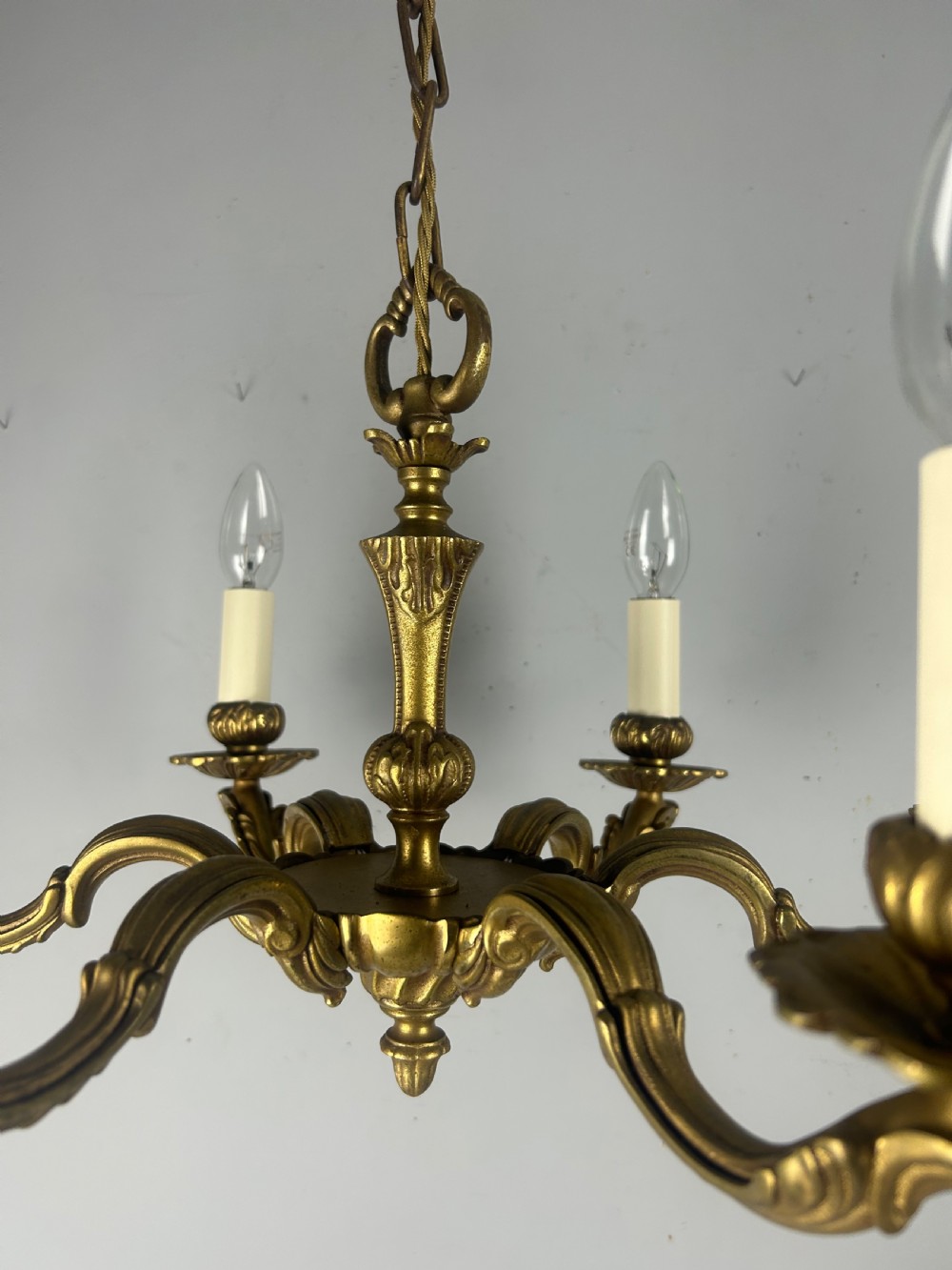 French Gilded Bronze 6 Light Antique Chandelier View XI