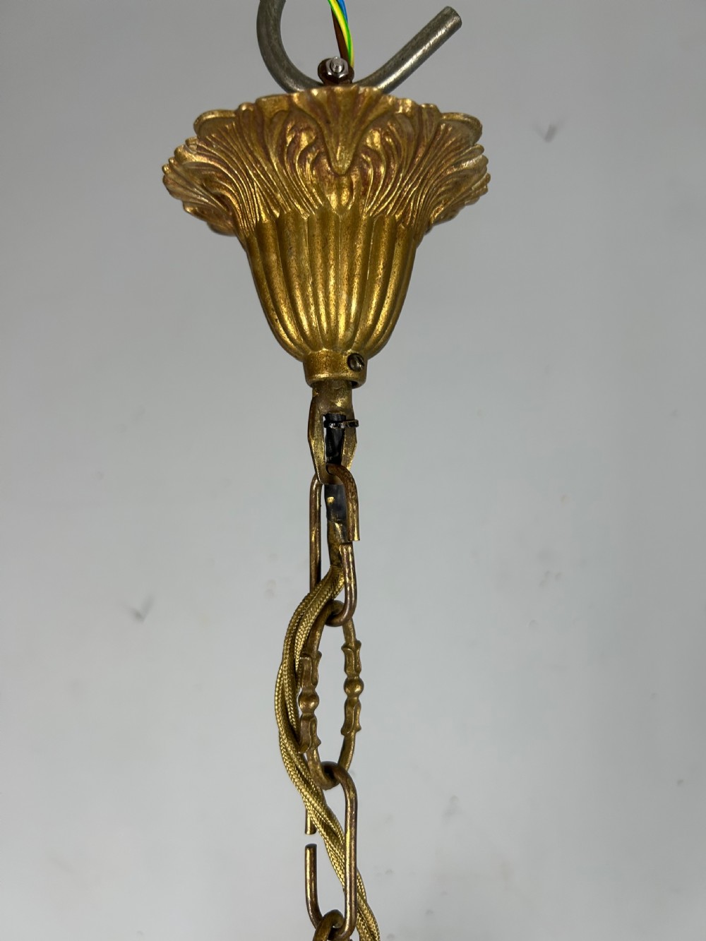 French Gilded Brass 6 Light Antique Crystal Chandelier View IX