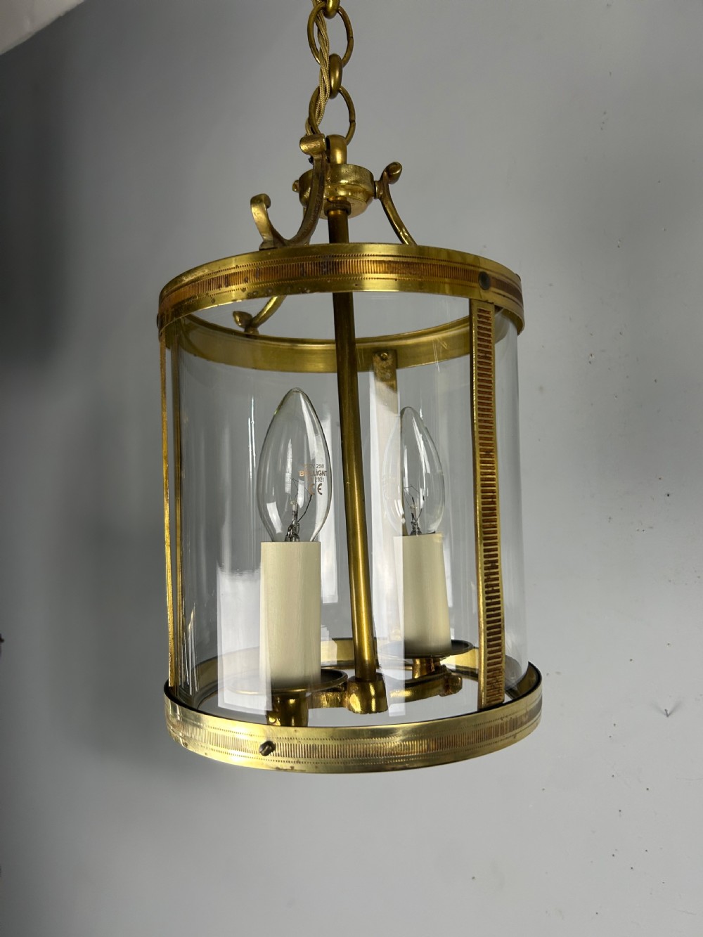 Pair of French Gilded Brass Twin Light Lanterns  View III