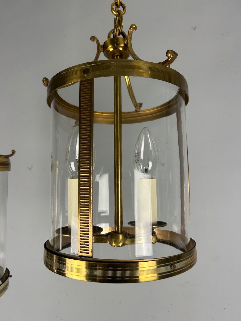 Pair of French Gilded Brass Twin Light Lanterns  View IV
