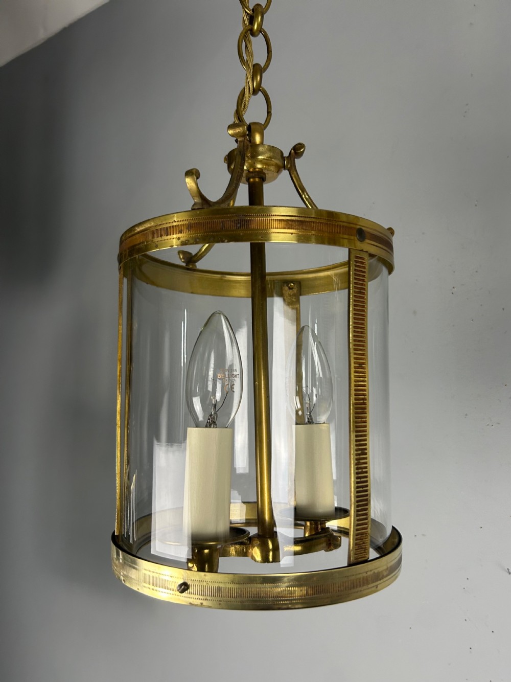 Pair of French Gilded Brass Twin Light Lanterns  View V