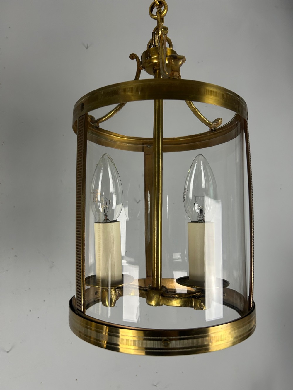Pair of French Gilded Brass Twin Light Lanterns  View IX
