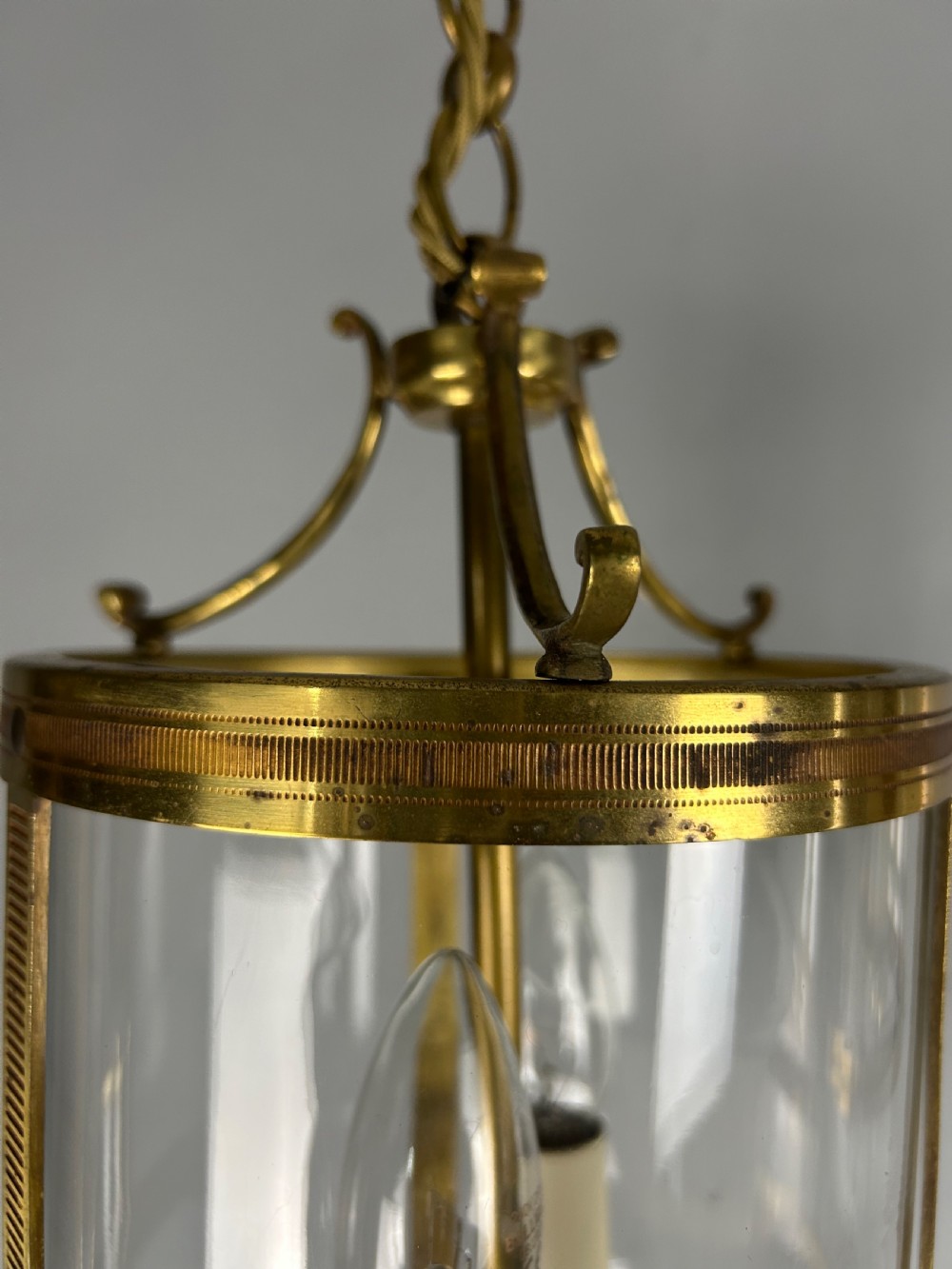 Pair of French Gilded Brass Twin Light Lanterns  View X