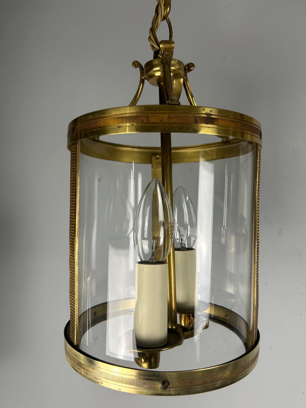 Pair of French Gilded Brass Twin Light Lanterns  View XI