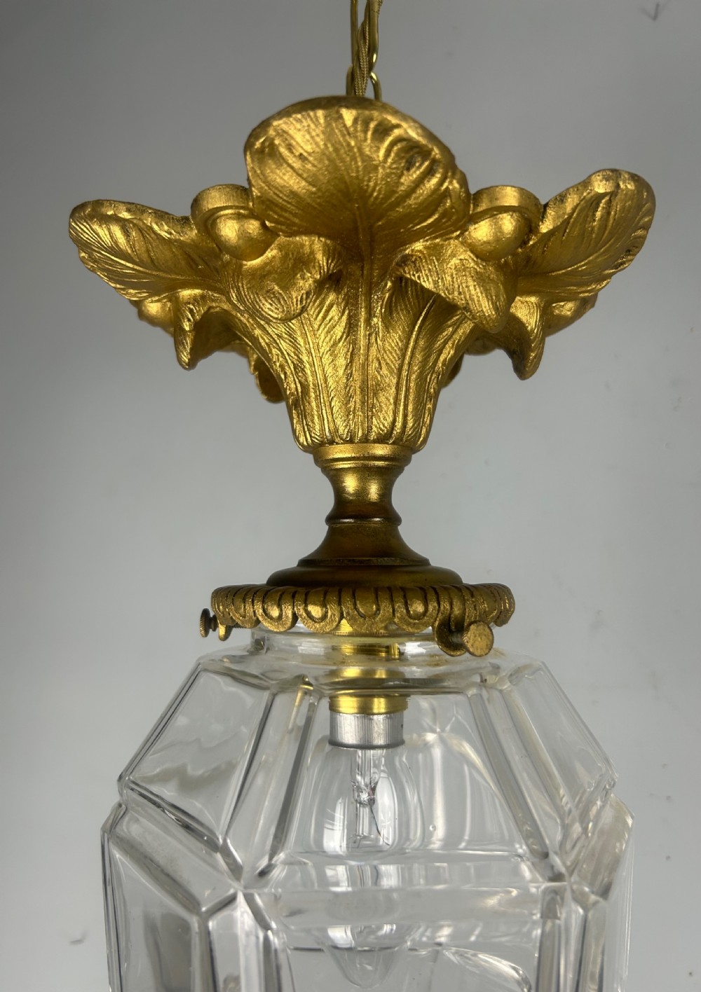 French Louis XVI Style Bronze Gilt & Cut Glass Ceiling Lantern, c1890 View VI