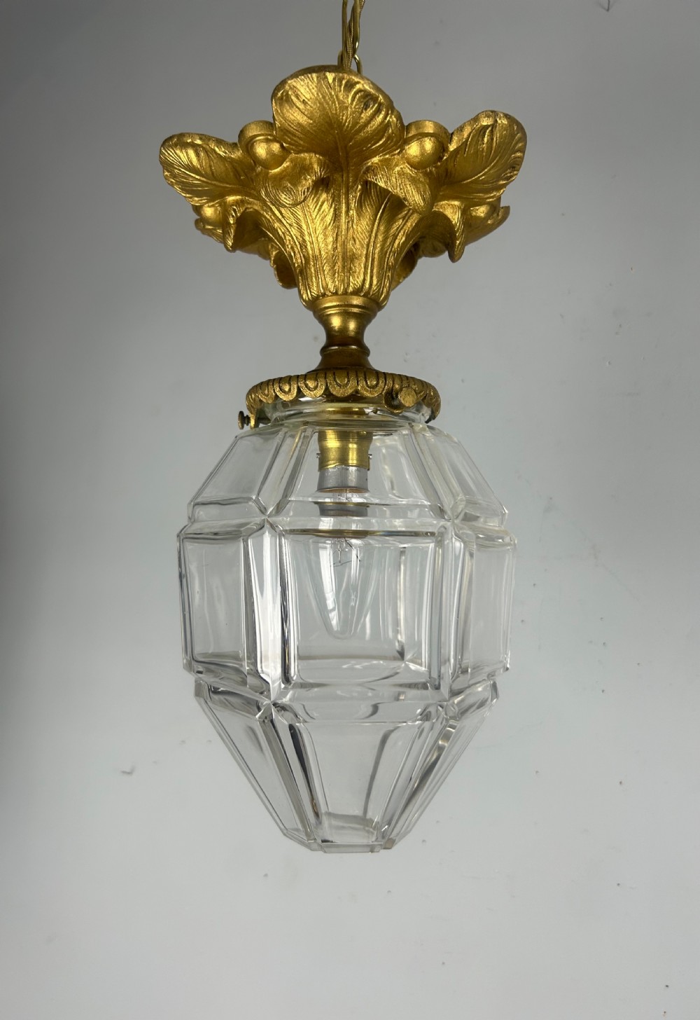 French Louis XVI Style Bronze Gilt & Cut Glass Ceiling Lantern, c1890 View VII