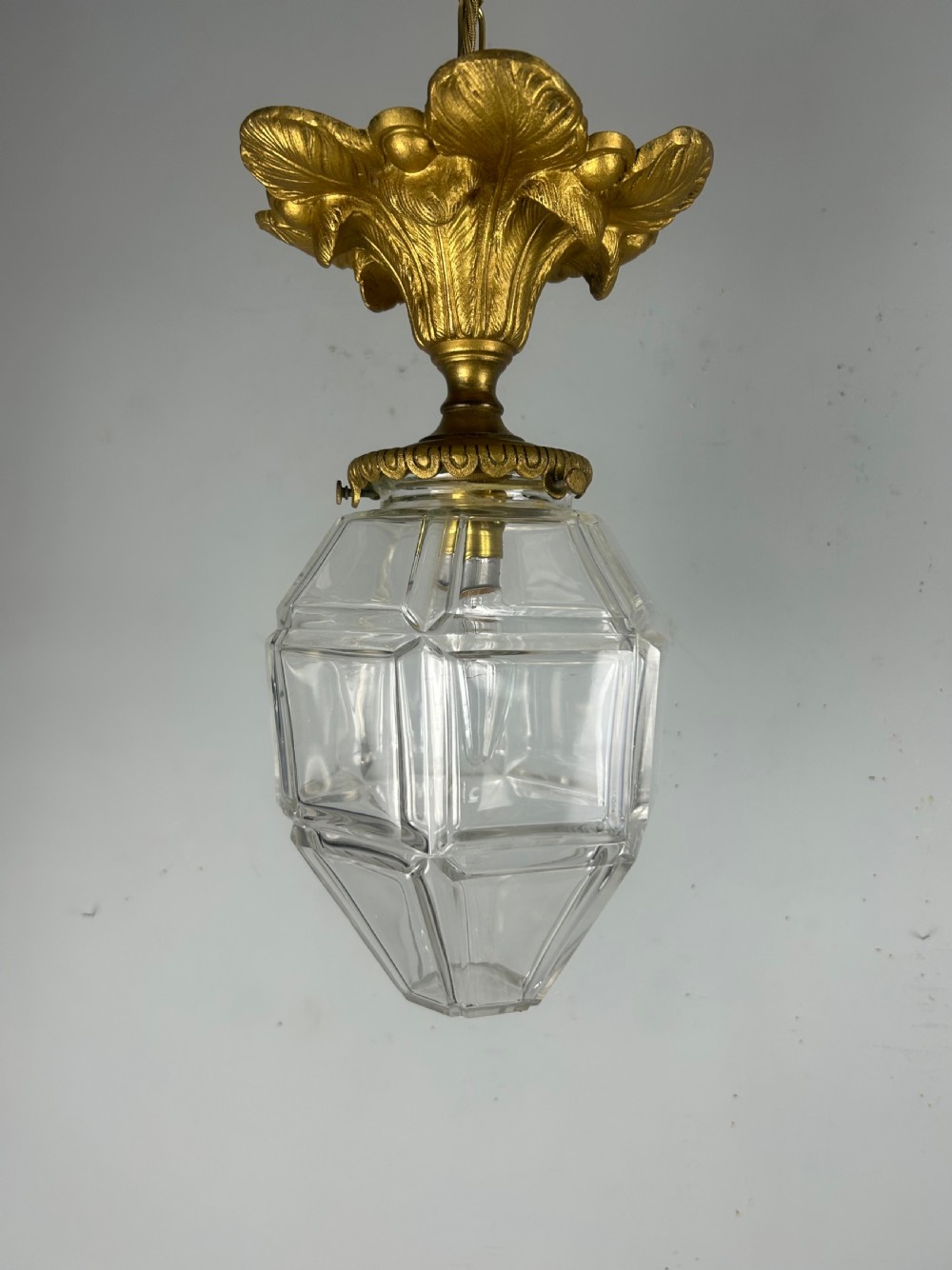 French Louis XVI Style Bronze Gilt & Cut Glass Ceiling Lantern, c1890 View VIII