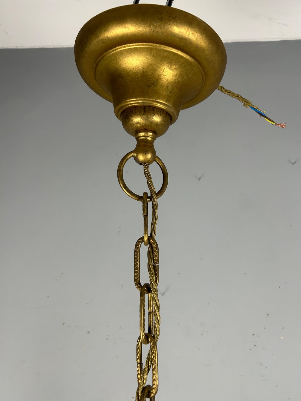 Large 6 Arm French Gilt Brass Chandelier, Rewired  View XIII