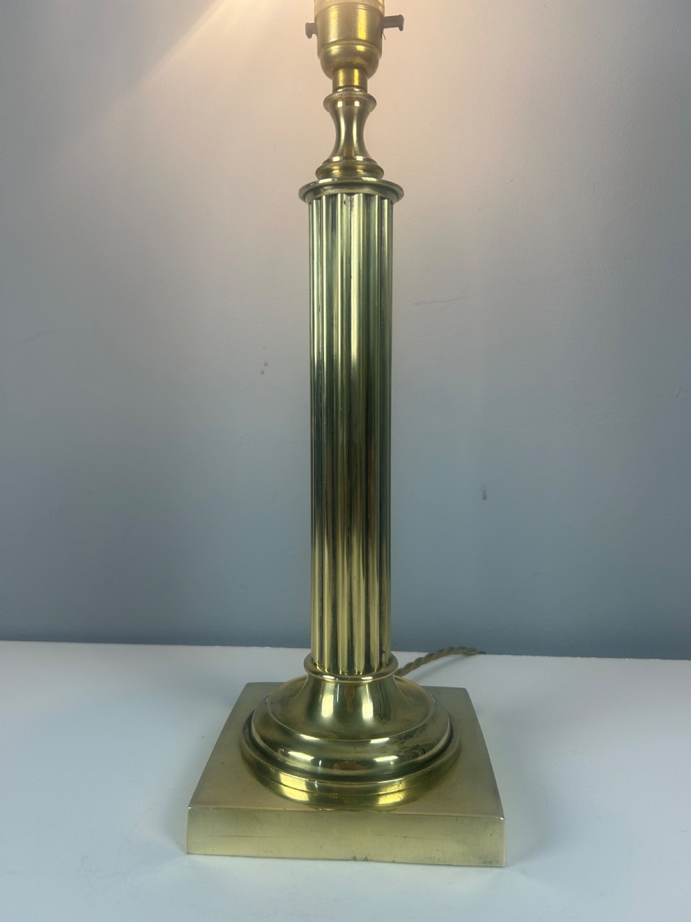 Quality Victorian Brass Column Table Lamp, Rewired  View II