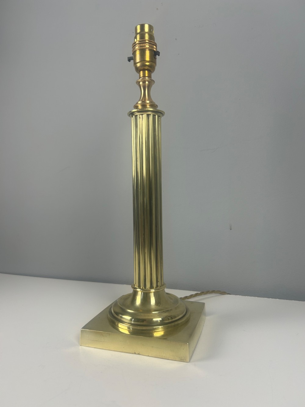 Quality Victorian Brass Column Table Lamp, Rewired  View III