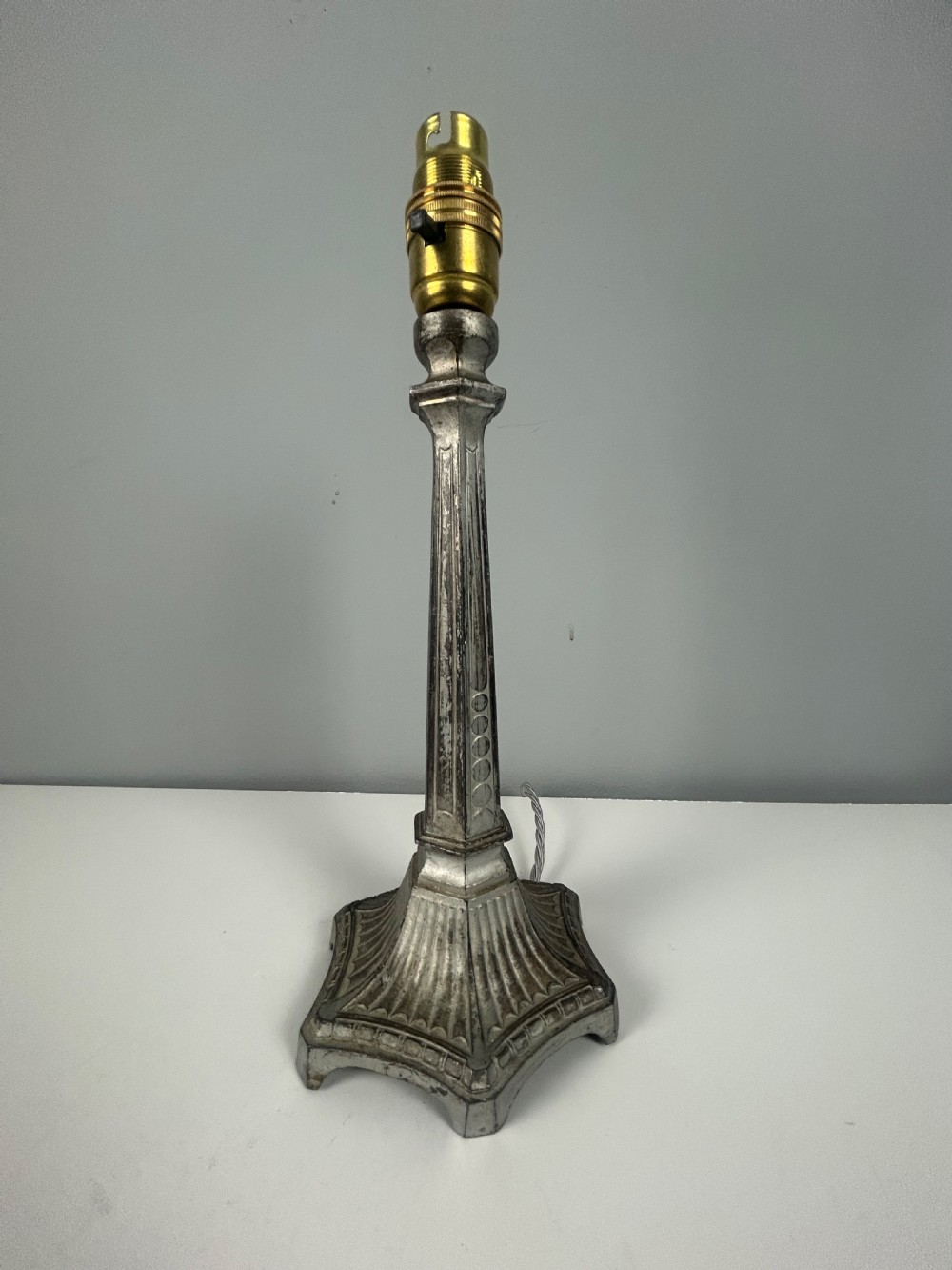 Small French Aged Silver Gilt Table Lamp, Rewired  View V
