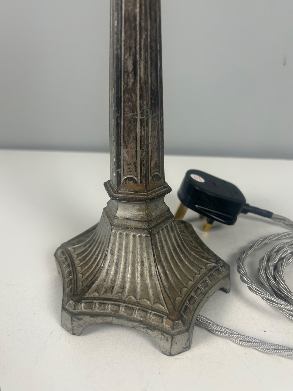 Small French Aged Silver Gilt Table Lamp, Rewired  View VII