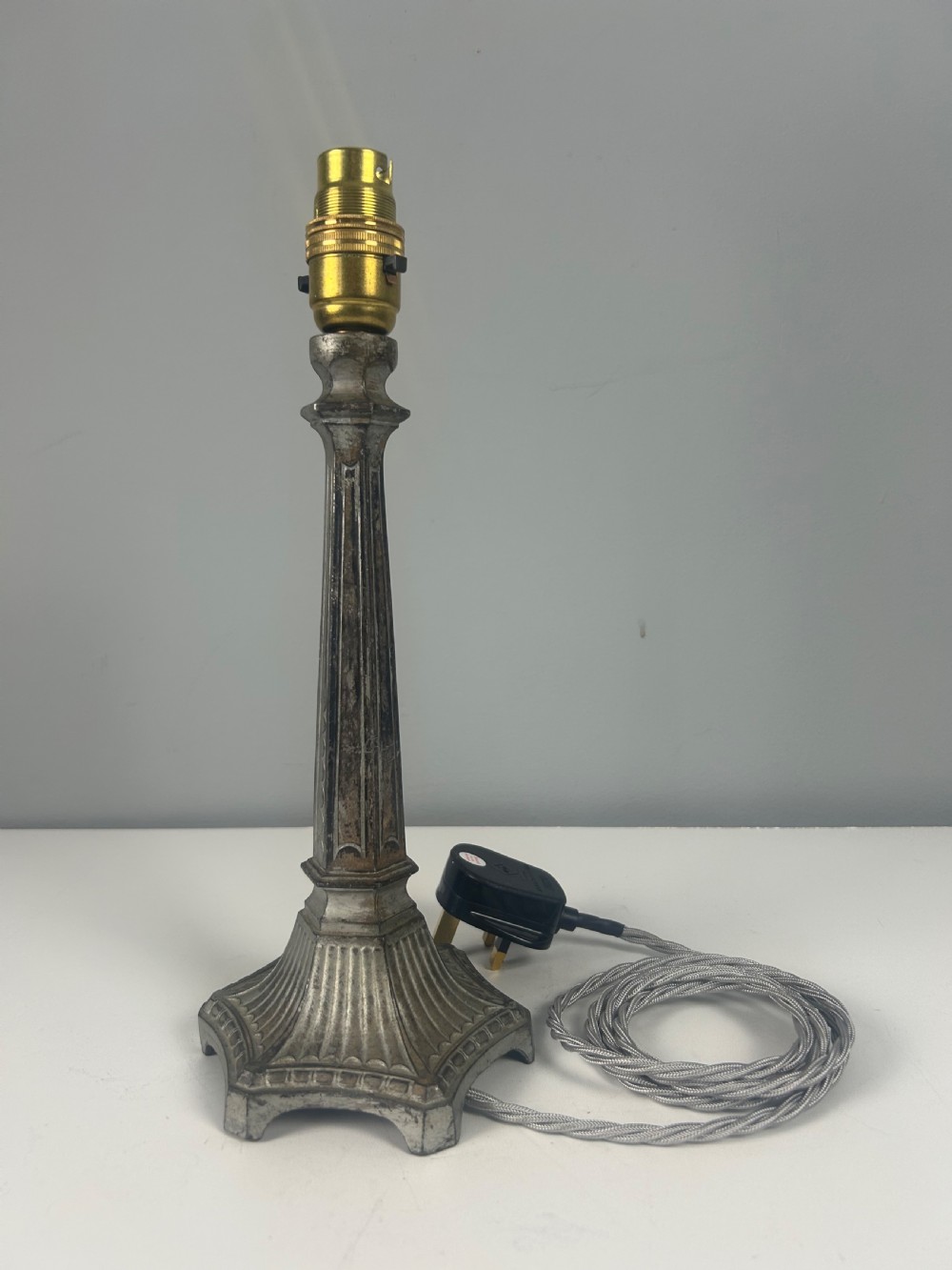 Small French Aged Silver Gilt Table Lamp, Rewired  View VIII