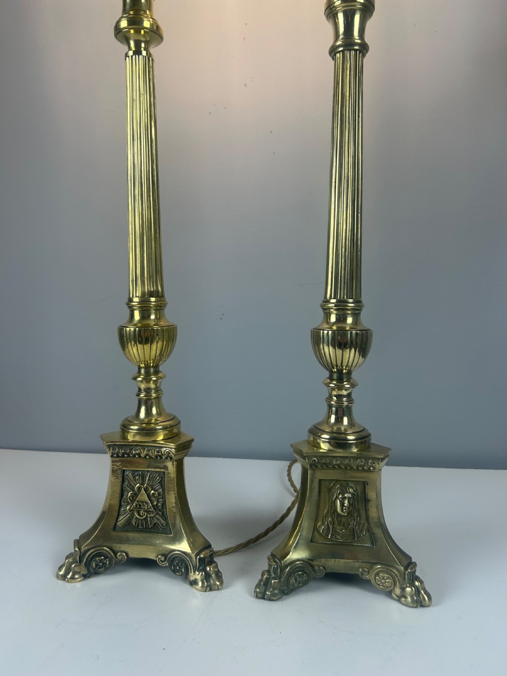 Pair of French Altar Candlestick Table Lamps, Rewired  View II