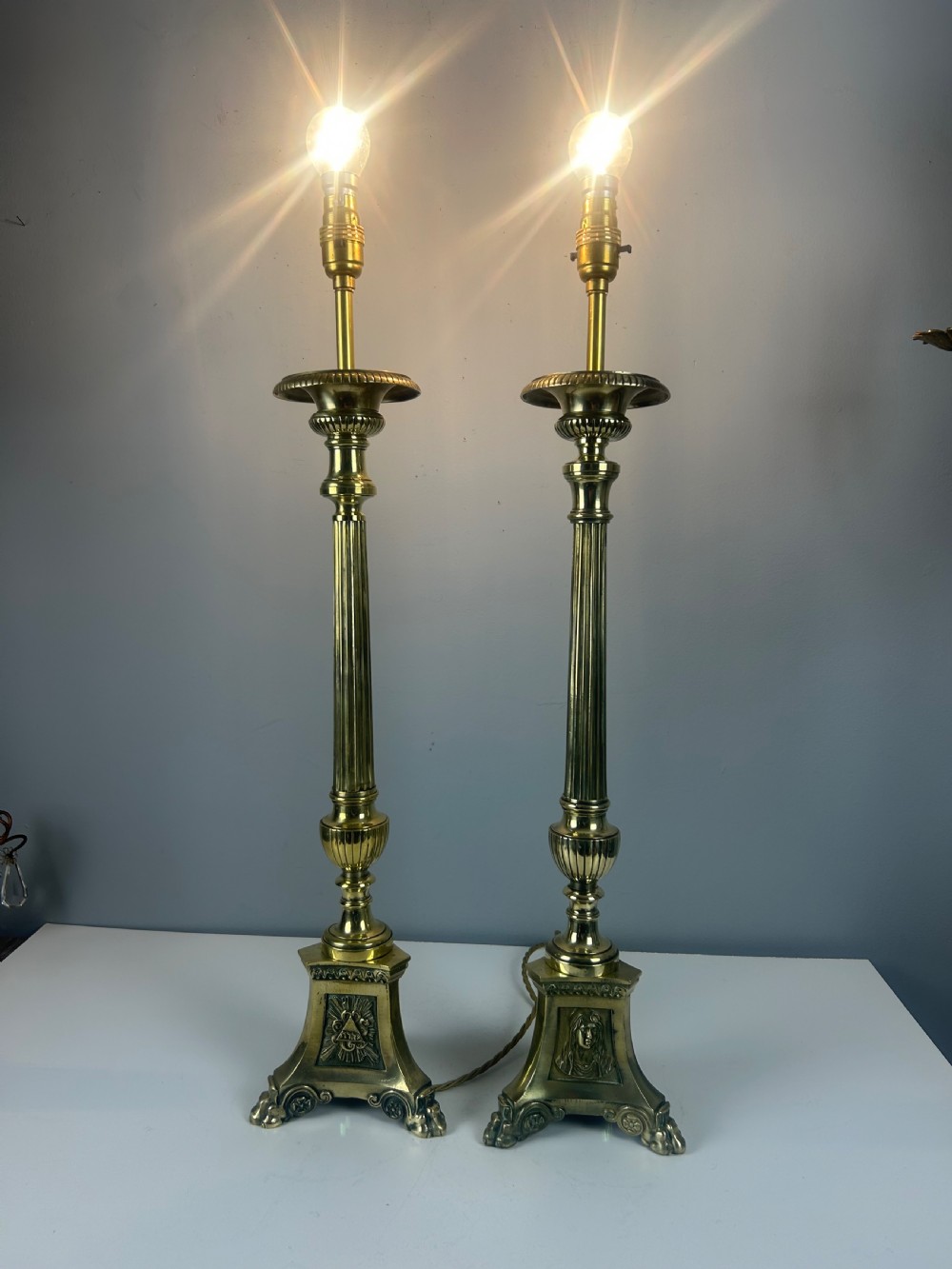 Pair of French Altar Candlestick Table Lamps, Rewired  View III