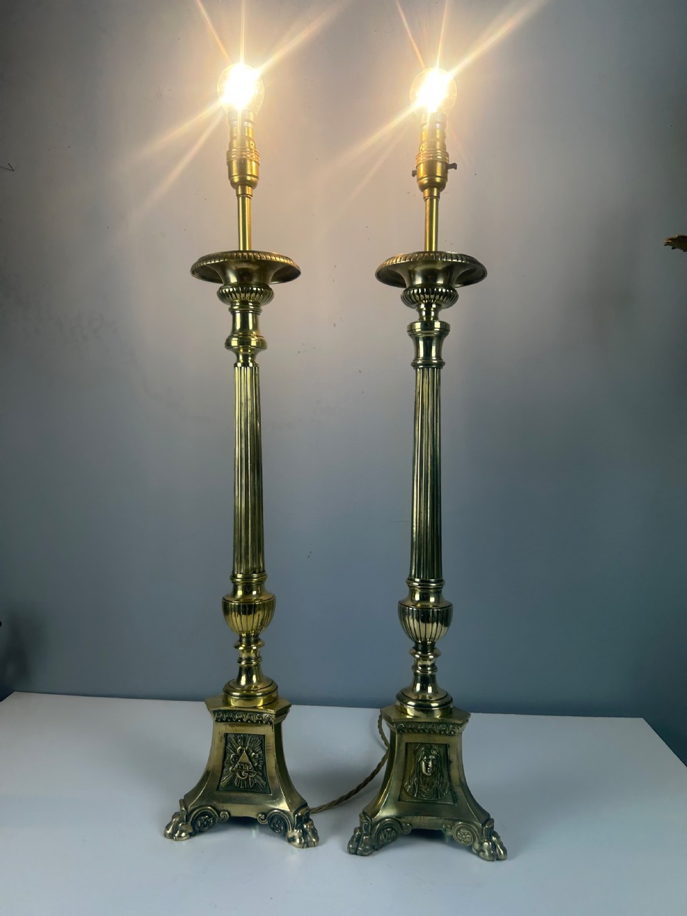 Pair of French Altar Candlestick Table Lamps, Rewired  View IV