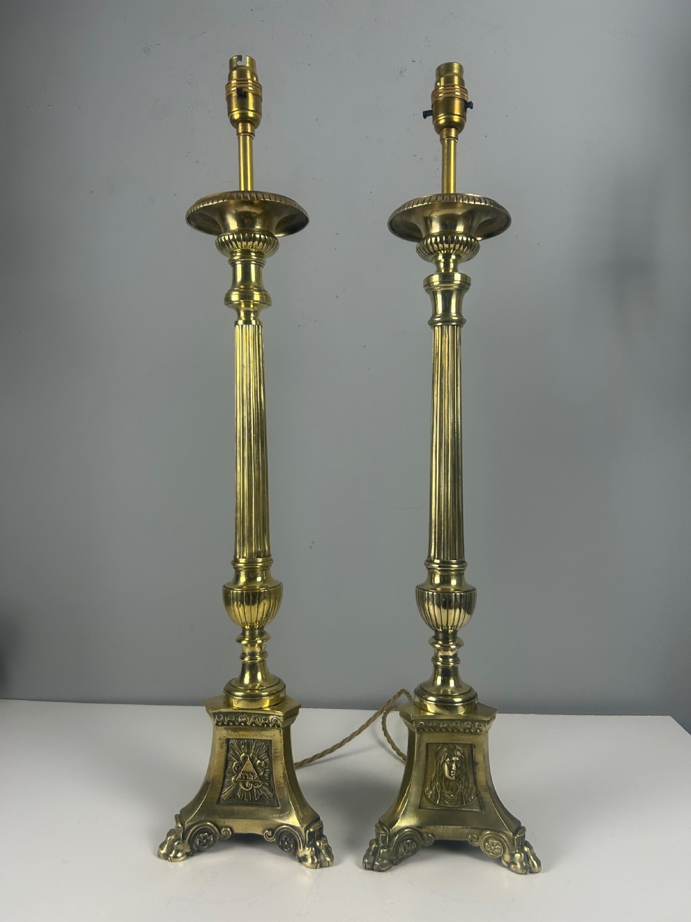 Pair of French Altar Candlestick Table Lamps, Rewired  View IX