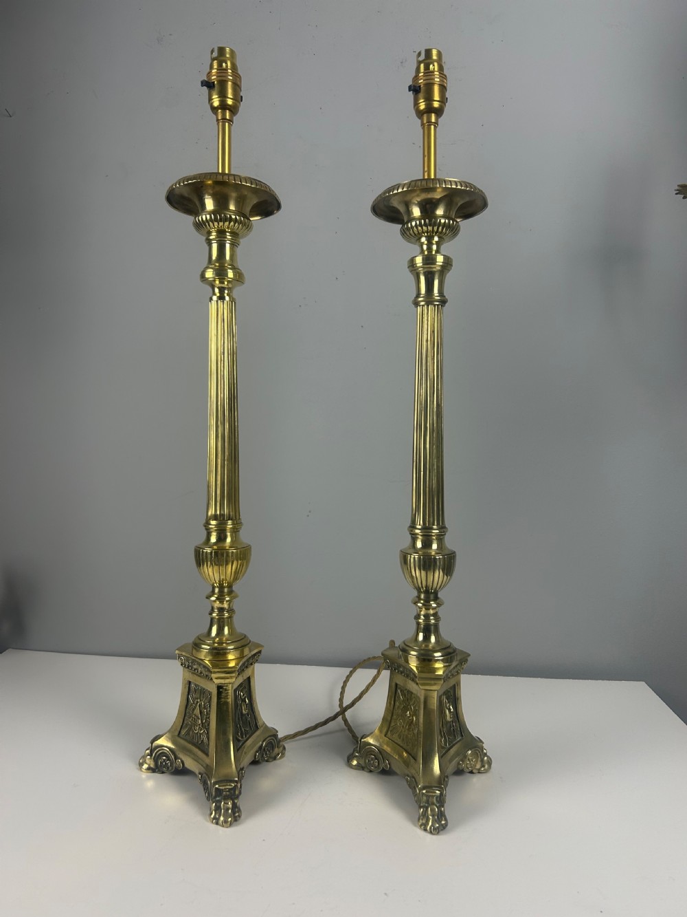 Pair of French Altar Candlestick Table Lamps, Rewired  View XI