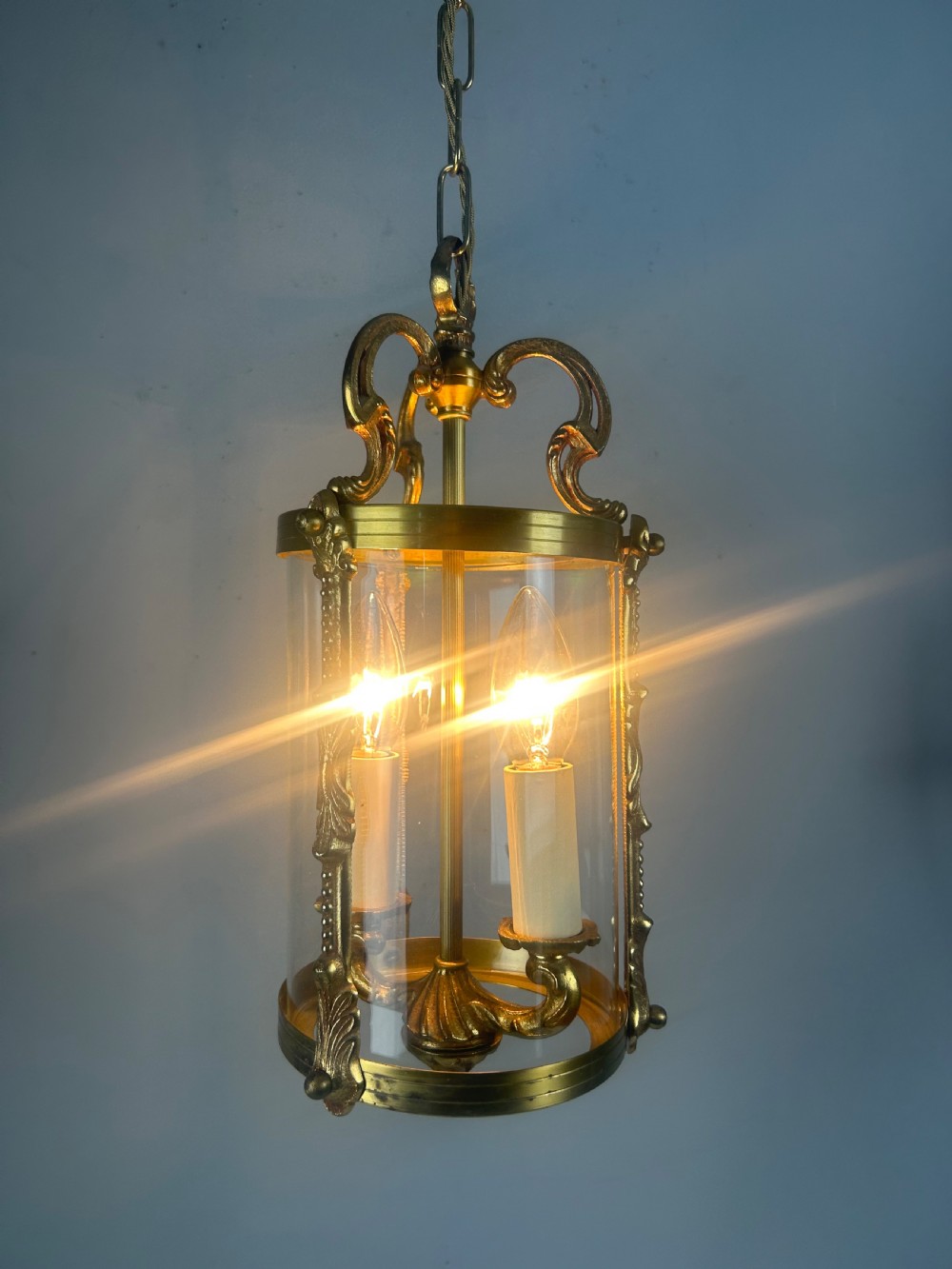 French Antique Twin Light Lantern, Rewired View III